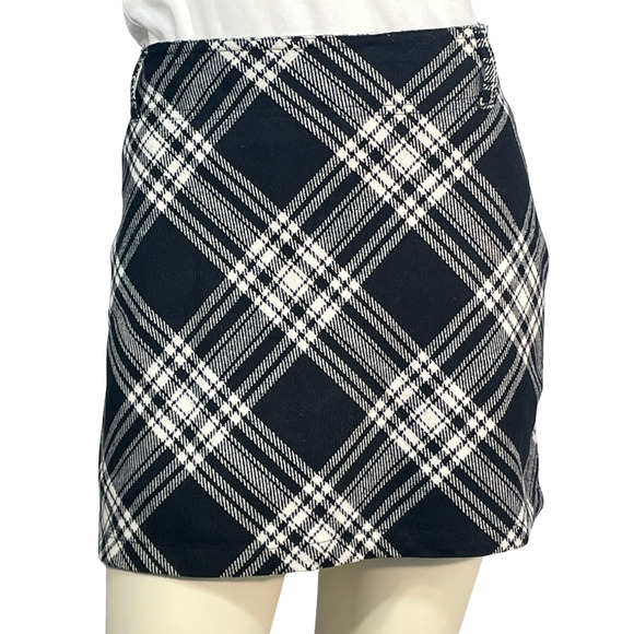 3-FOR-$30 Y2K Old Navy Sz 10 Plaid Mini Skirt 15"L Wool Blend Schoolgirl Preppy - Picture 1 of 8